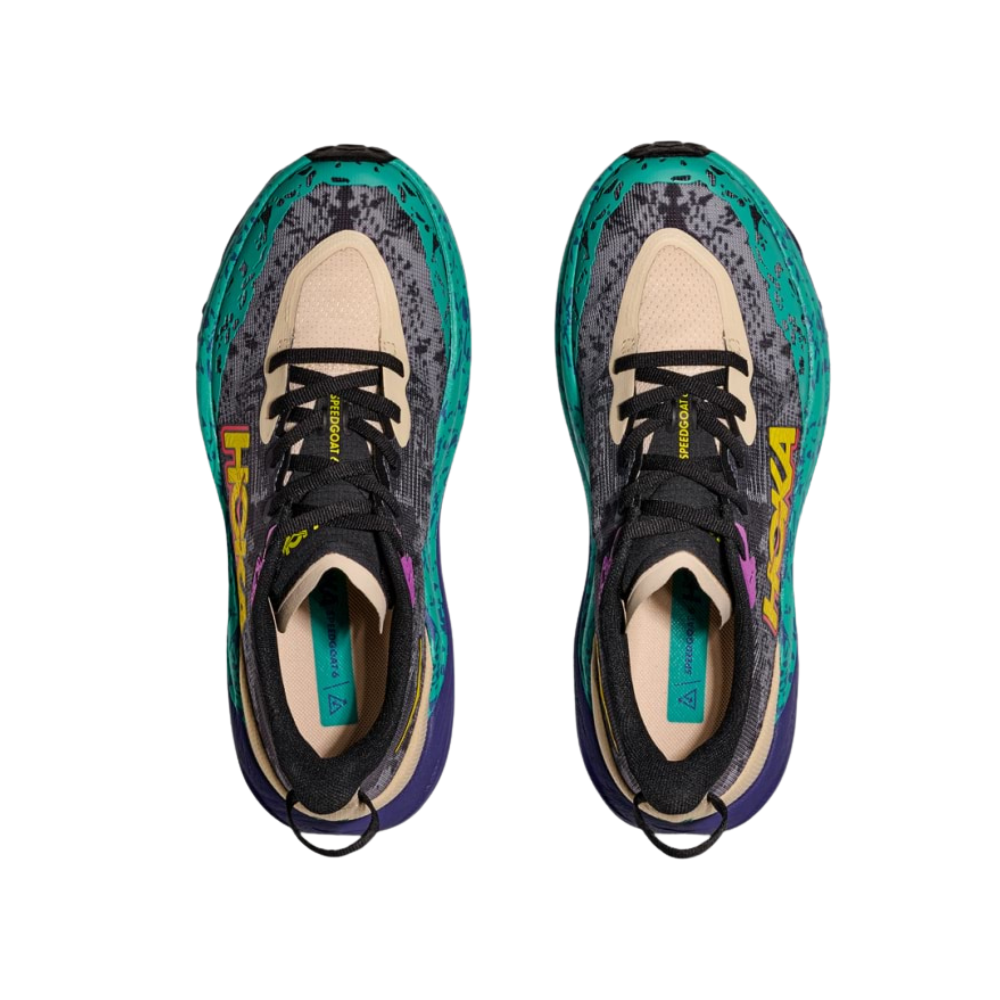 Women's Hoka Speedgoat 6 B Width Oatmeal Mountain Iris