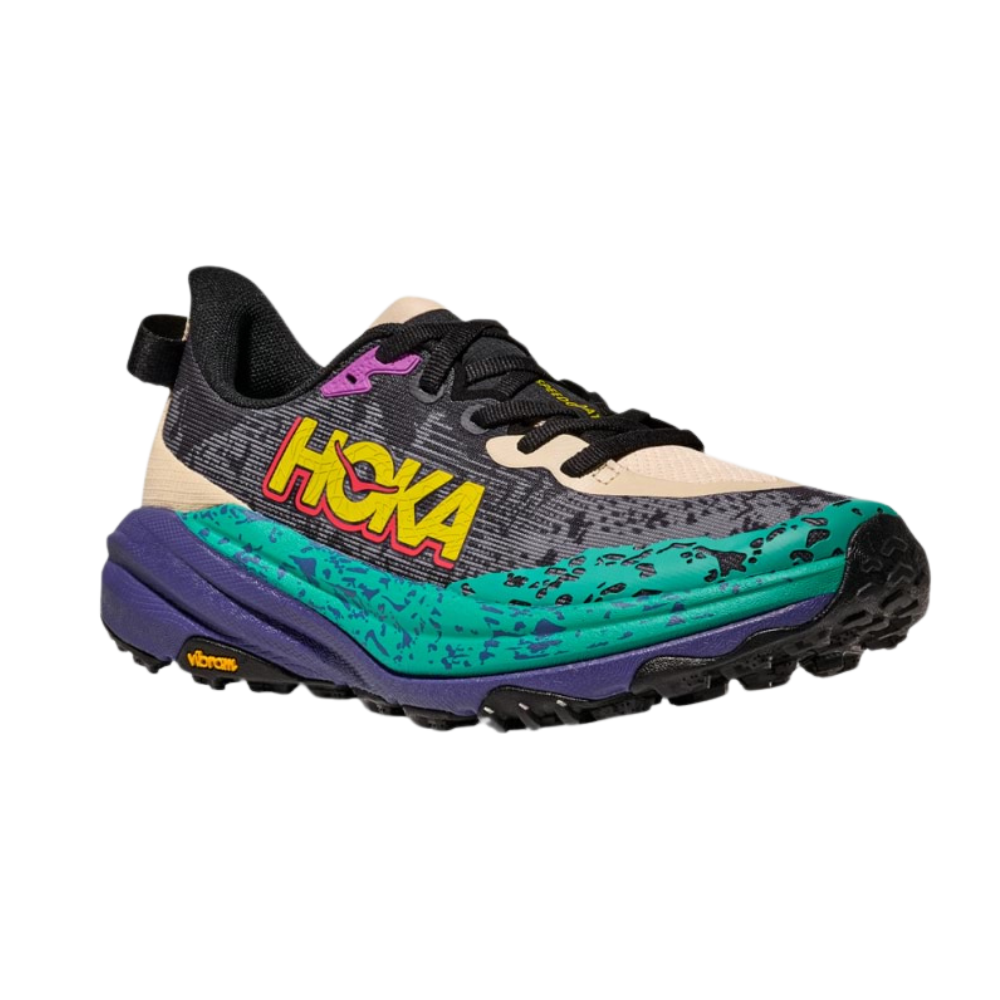 Women's Hoka Speedgoat 6 B Width Oatmeal Mountain Iris