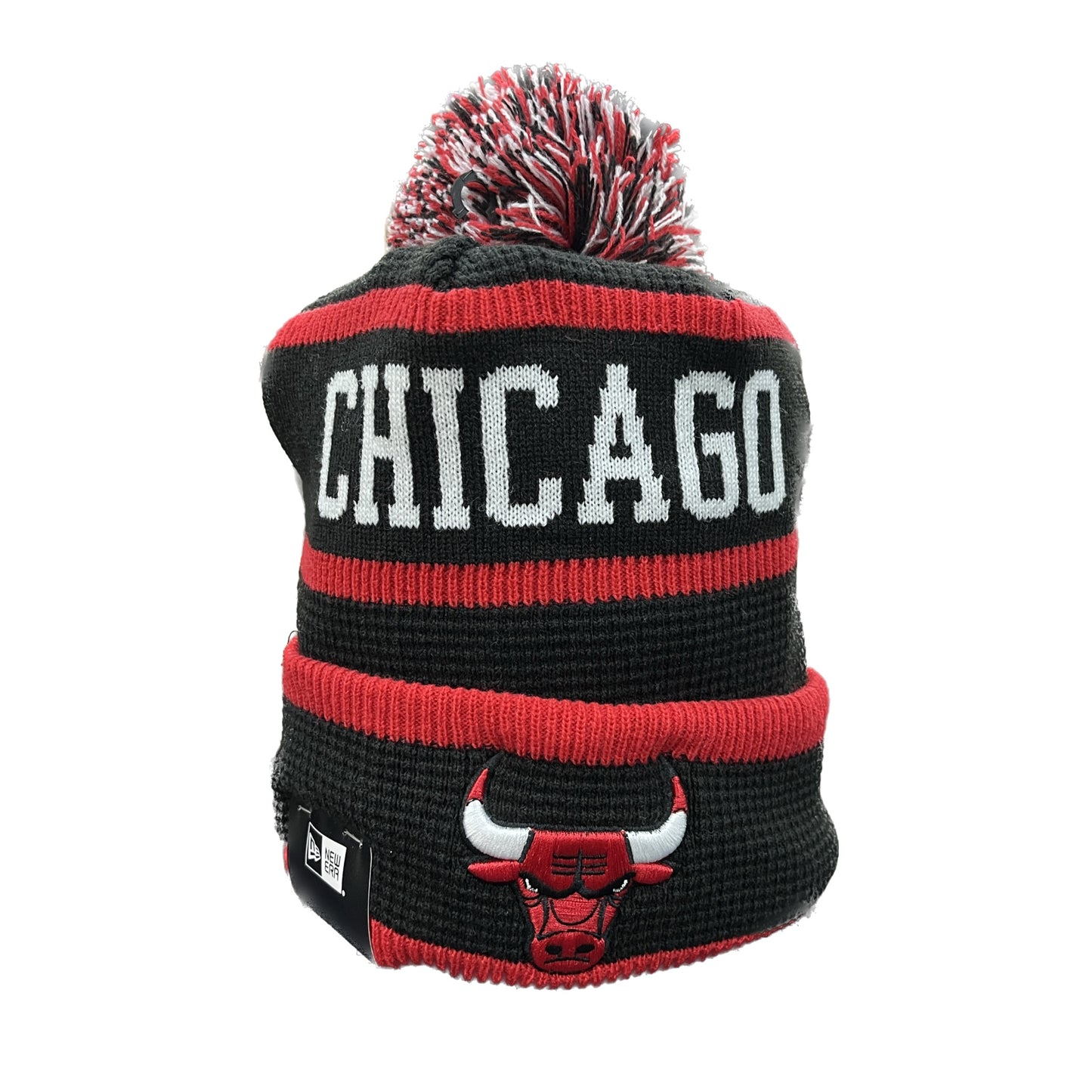 New Era  Thick Knit Chicago Bulls Waffle Beanie Black Red White