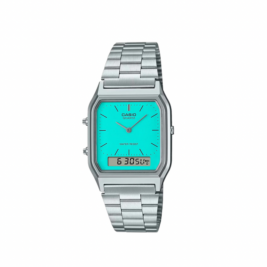Men's Casio Quartz Duo Trendy Dual Time Watch AQ230A-2A2 Tiffany Blue