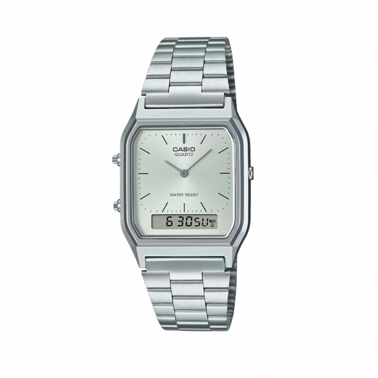 Men's Casio Quartz Duo Trendy Dual Time Watch AQ230A-7A Silver