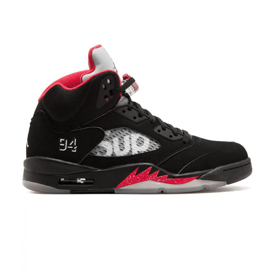 Supreme x Air Jordan 5 Retro Noir Varsity Rogue Red