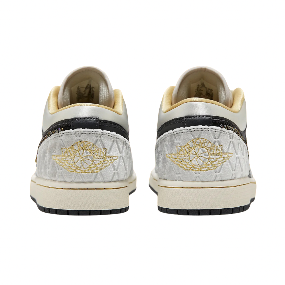 Air Jordan 1 Low Beaded Swoosh Grey Black Sail Champagne