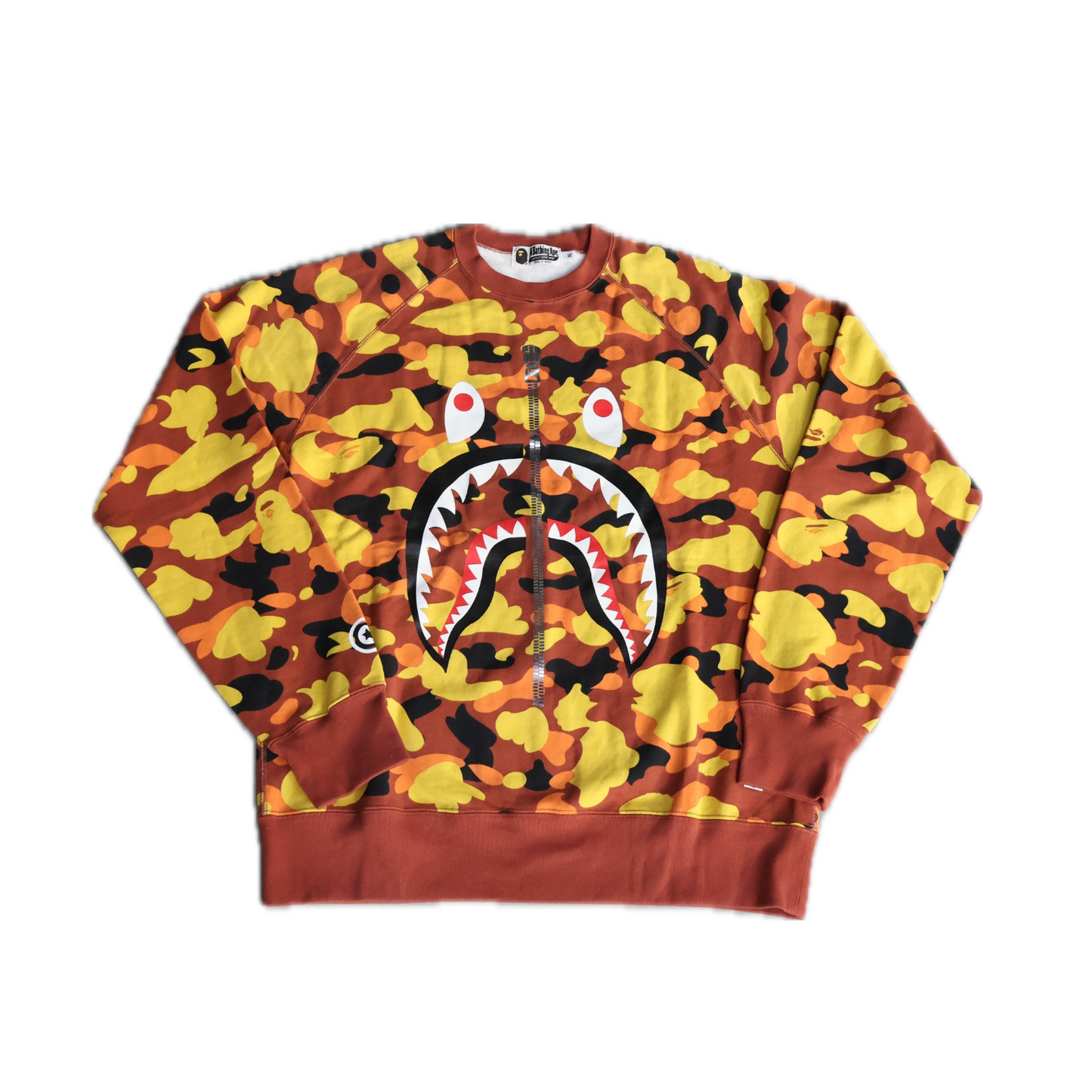 A Bathing Ape Bape Crewneck 1st Camo Shark Orange