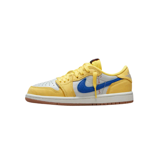 Air Jordan 1 Low OG (PS) Travis Scott Canary Racer Blue Light Silver Gum Medium Brown