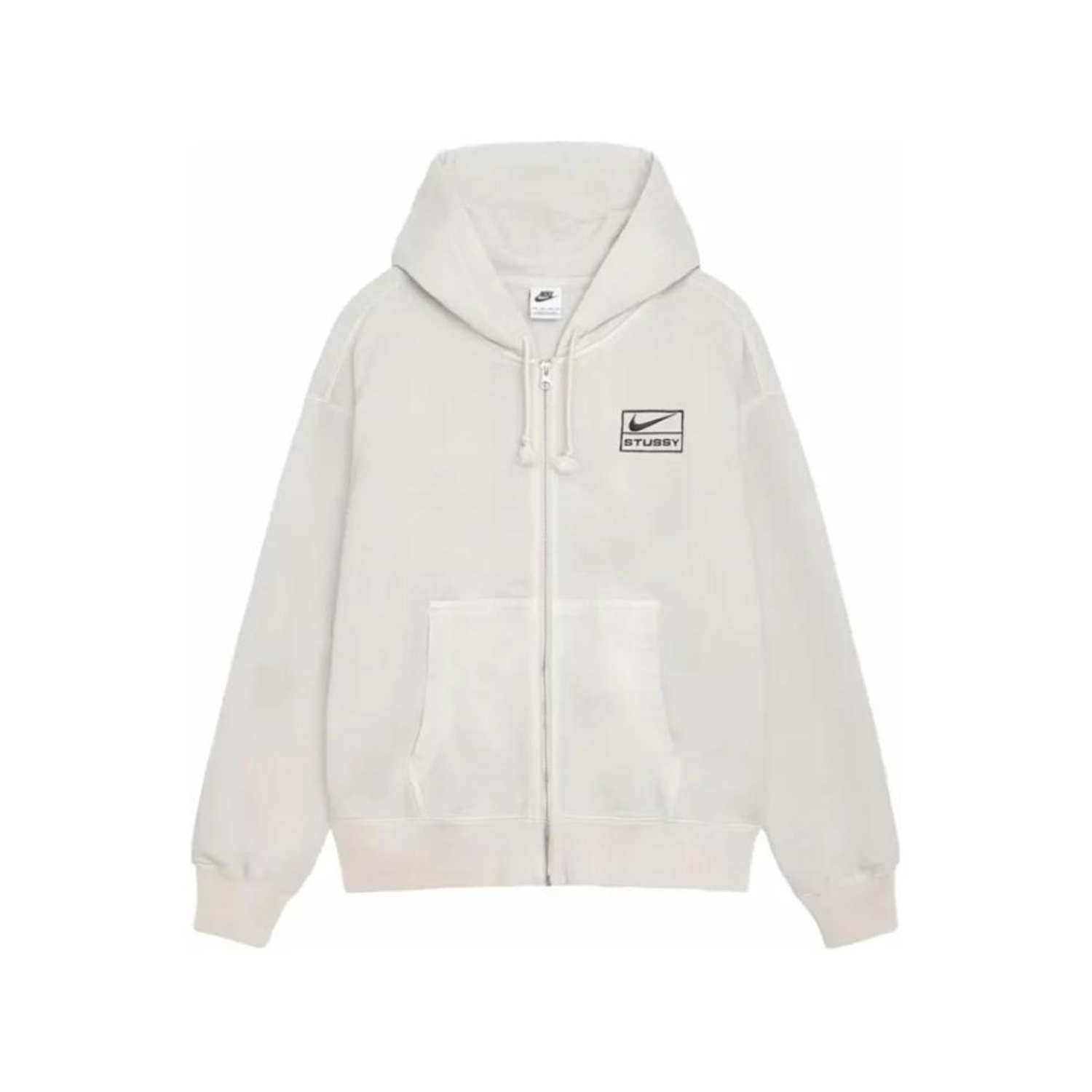 Stussy x Nike Pigment Dyed Fleece Zip Hoodie Light Bone