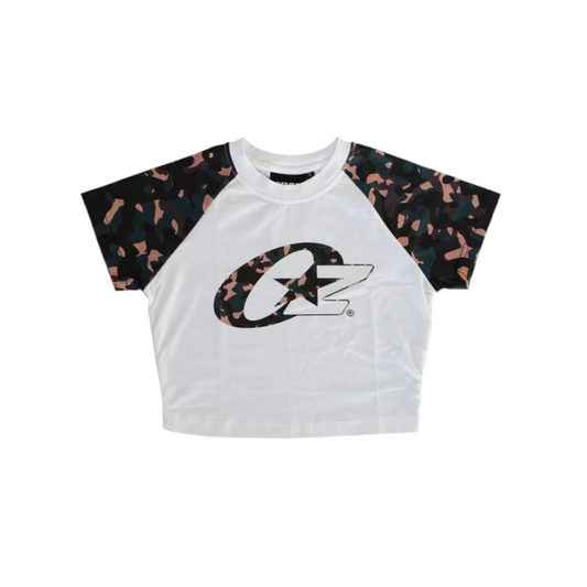 OZMNL Women’s Camo Baby Tee