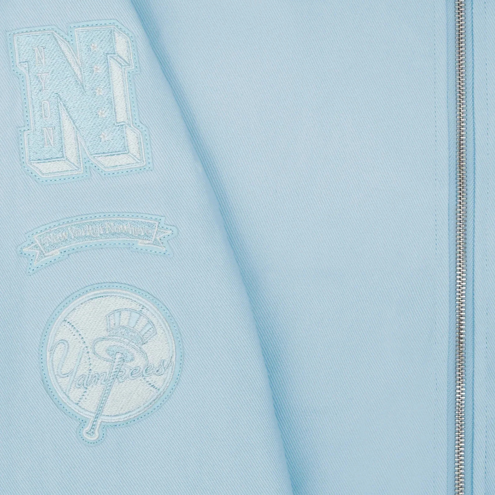 New York or Nowhere Pasttime Twill Varsity Jacket Light Blue