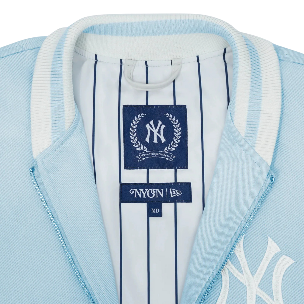 New York or Nowhere Pasttime Twill Varsity Jacket Light Blue