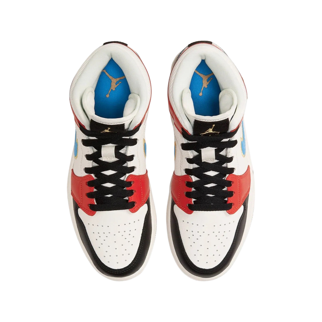 Women's Air Jordan 1 Mid SE Sail Photo Blue Chile Red