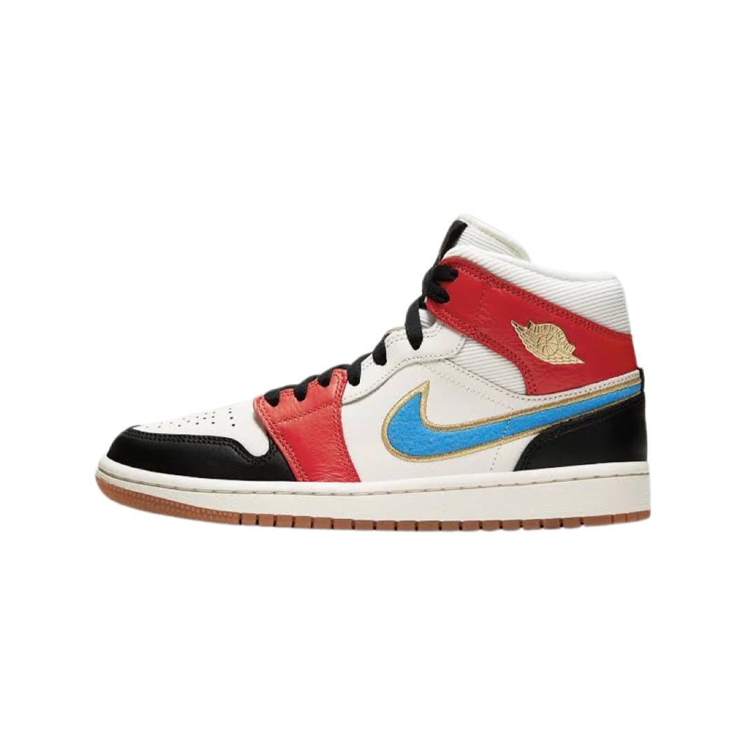 Women's Air Jordan 1 Mid SE Sail Photo Blue Chile Red