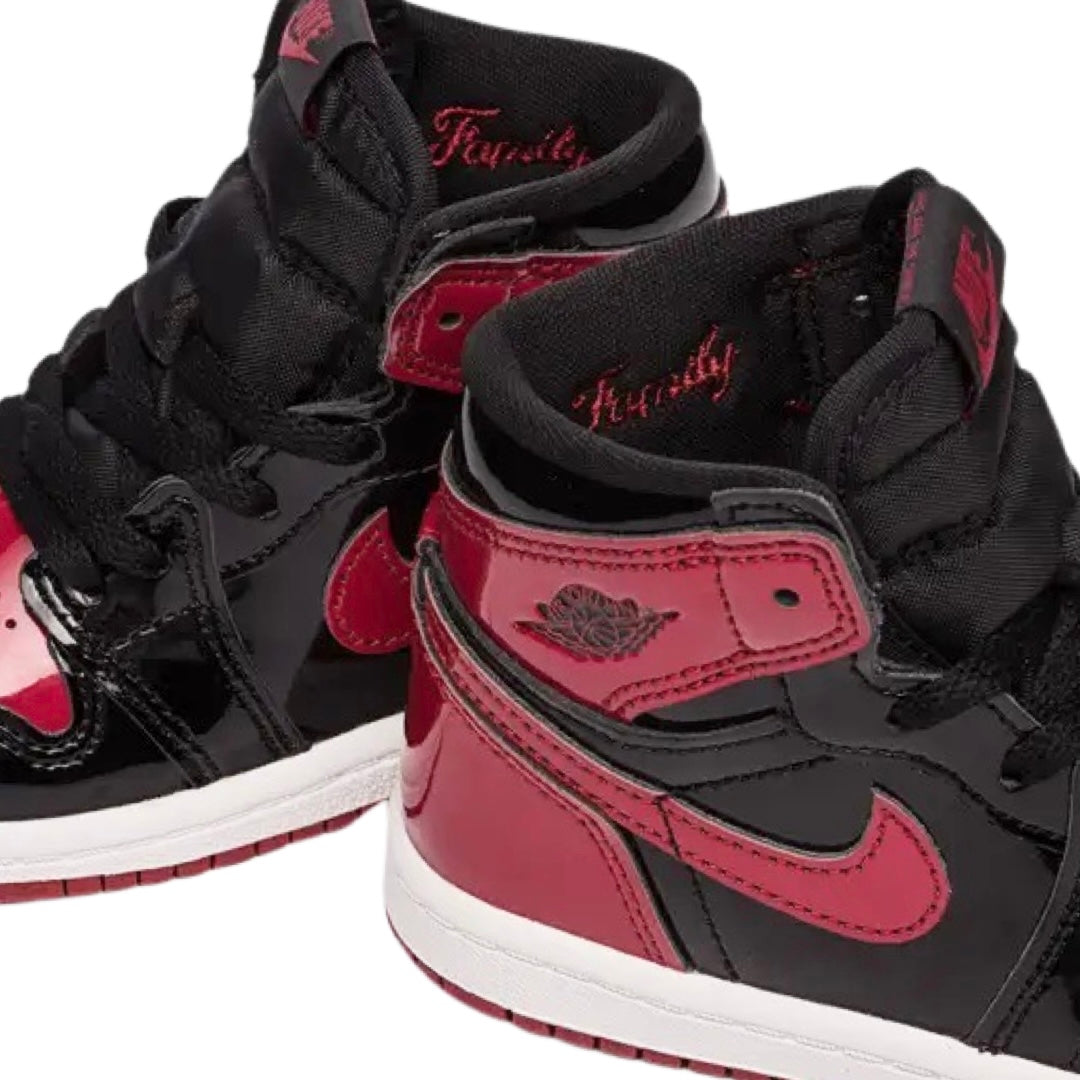 Toddler Air Jordan 1 High OG (TD) Patent Bred Black White Varsity Red