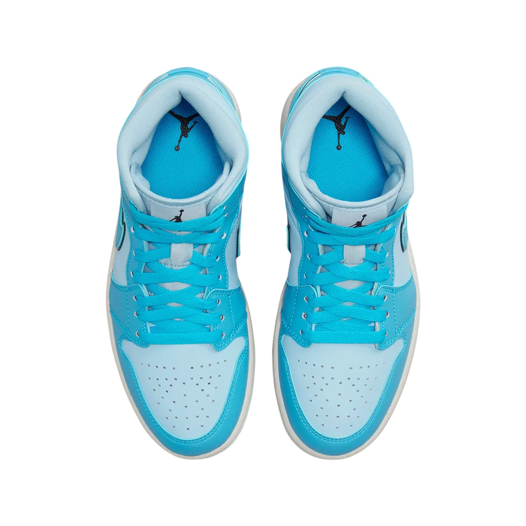 Women's Air Jordan 1 Mid SE Ice Blue Black Sail Dark Powder Blue