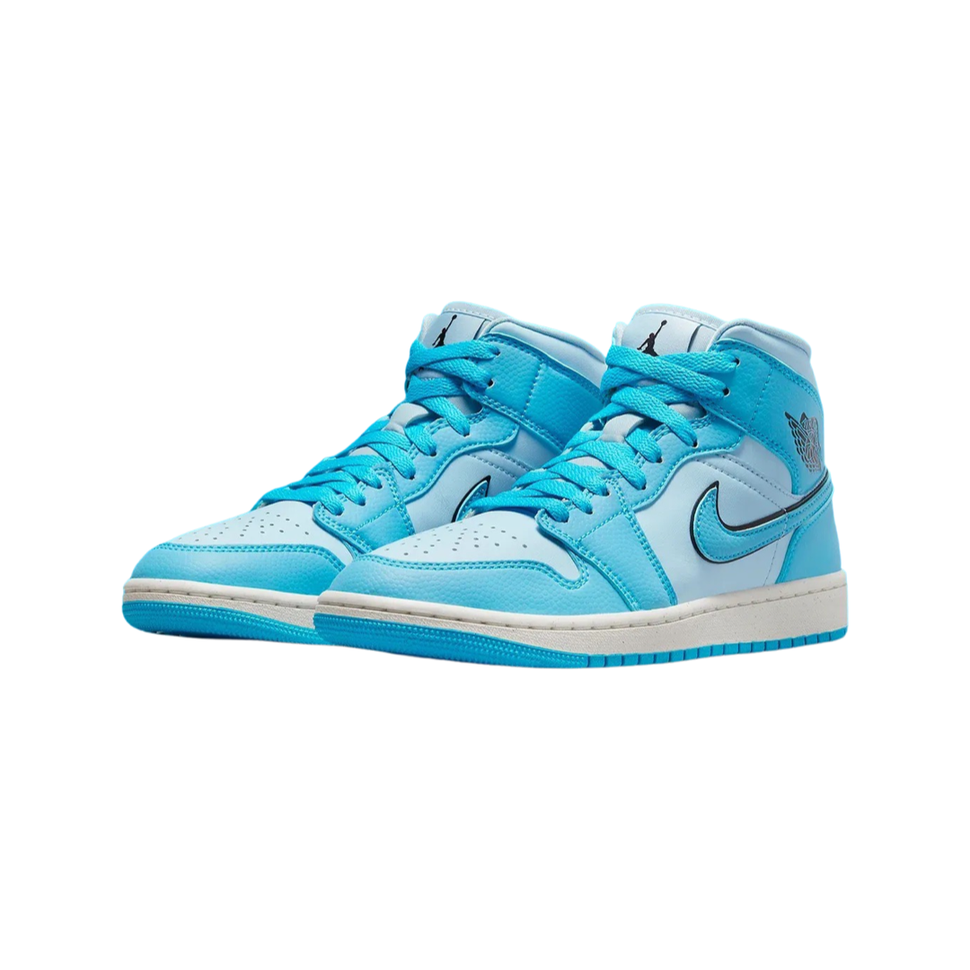 Women's Air Jordan 1 Mid SE Ice Blue Black Sail Dark Powder Blue