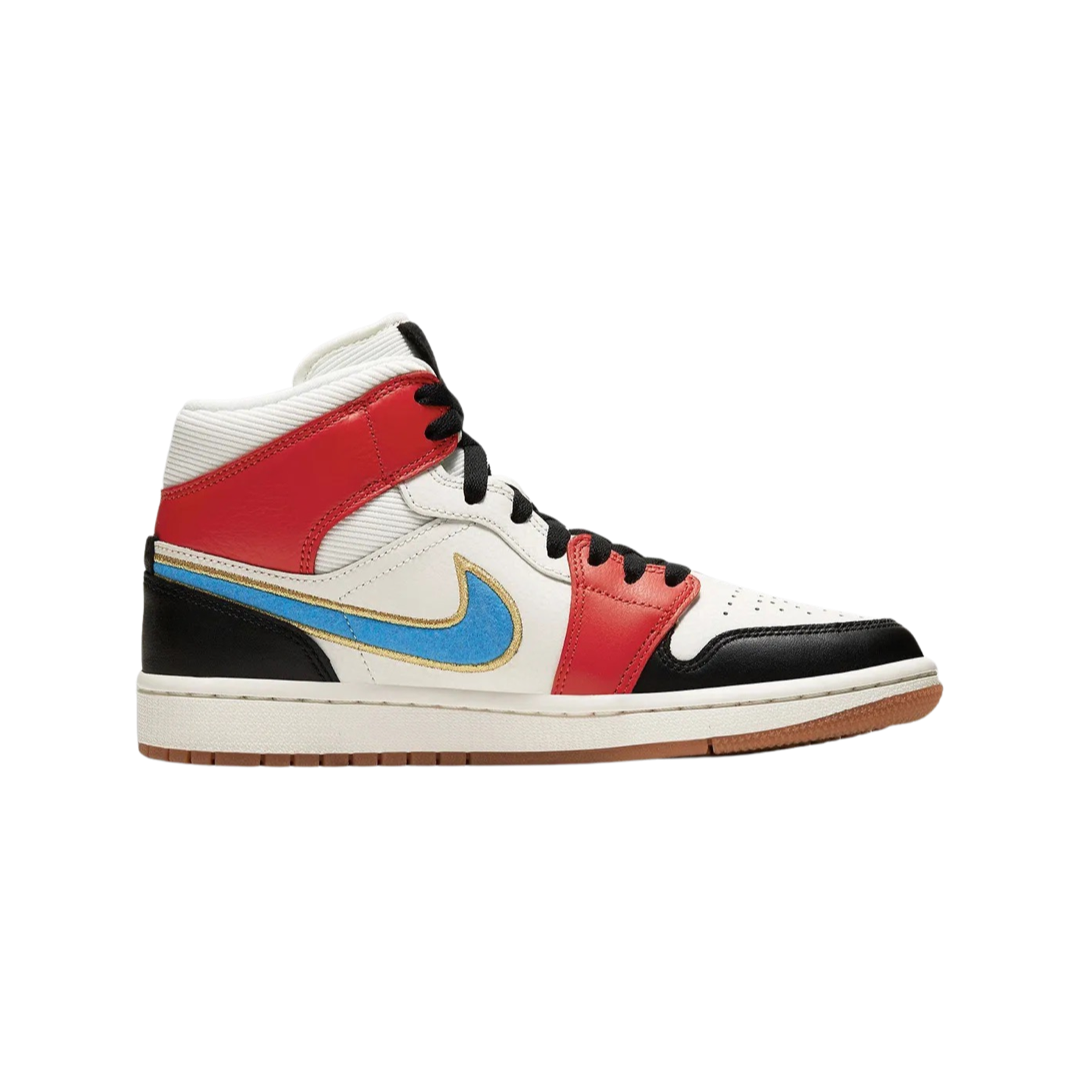 Women's Air Jordan 1 Mid SE Sail Photo Blue Chile Red