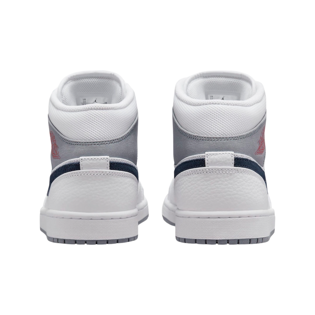 Air Jordan 1 Mid Paris White University Red Stealth Midnight Navy