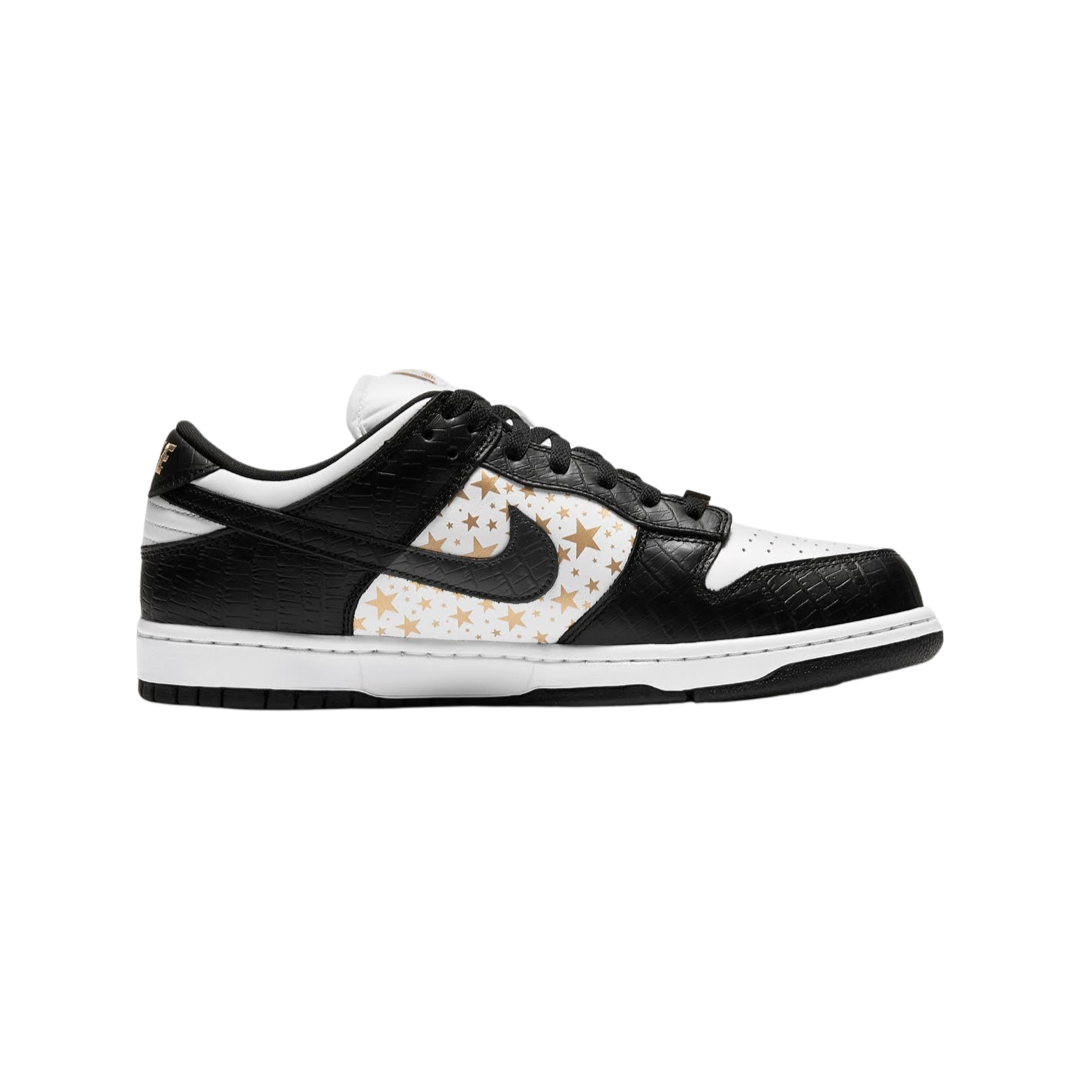 Nike SB Dunk Low Supreme Stars White Black Metallic Gold (2021)