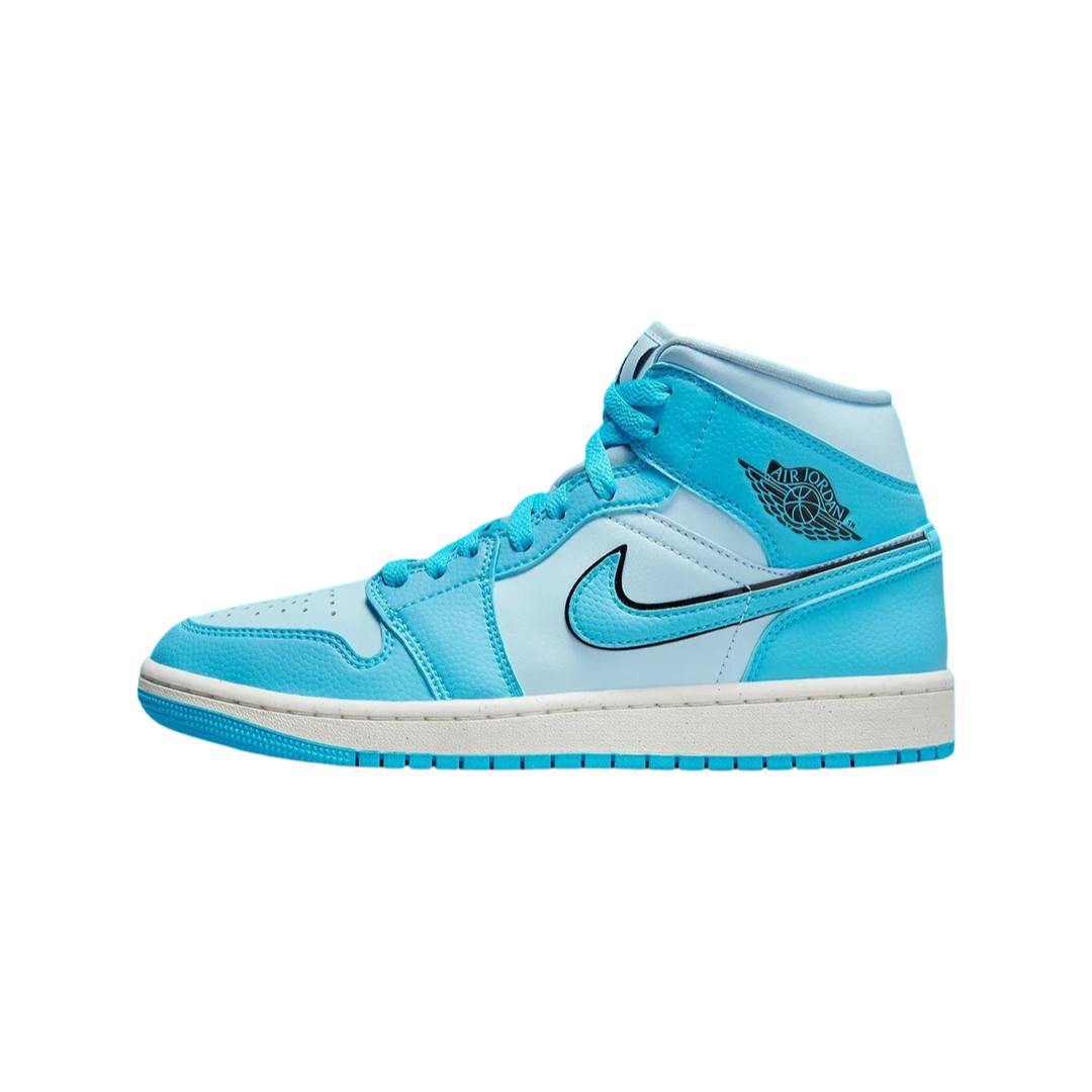 Women's Air Jordan 1 Mid SE Ice Blue Black Sail Dark Powder Blue