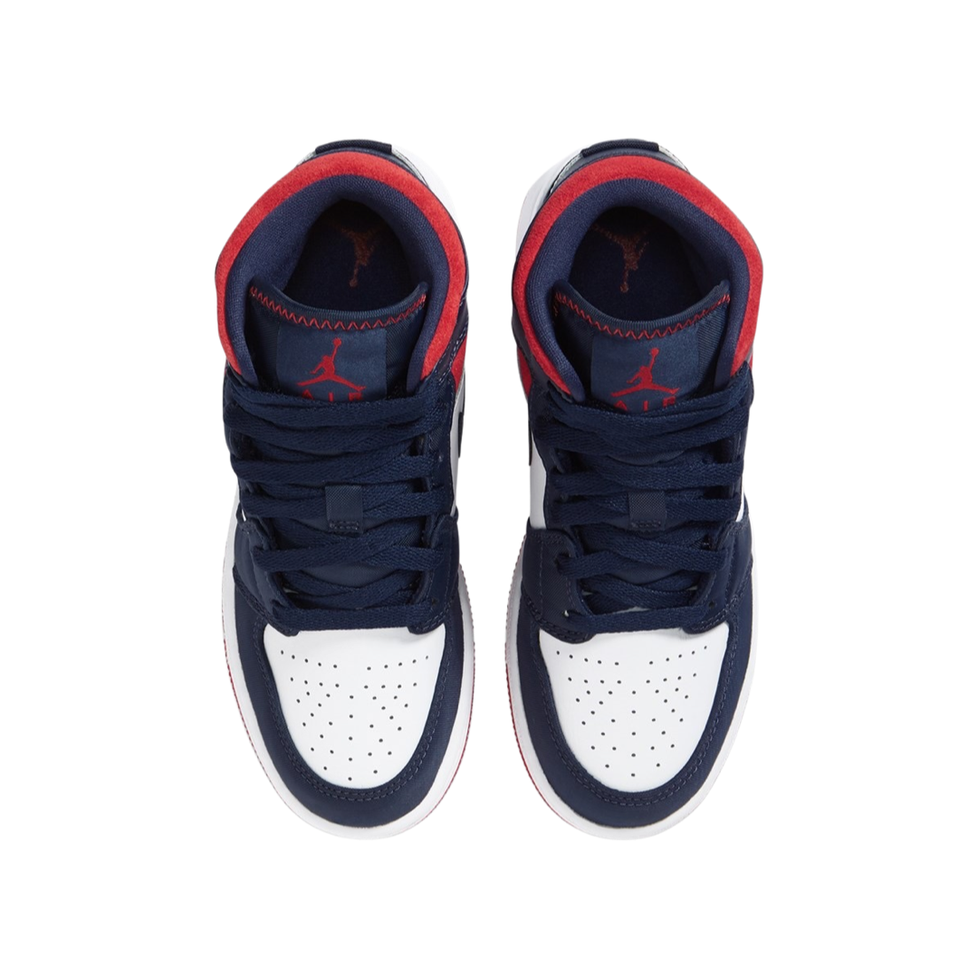 Air Jordan 1 Mid (GS) SE USA White Varsity Red Midnight Navy