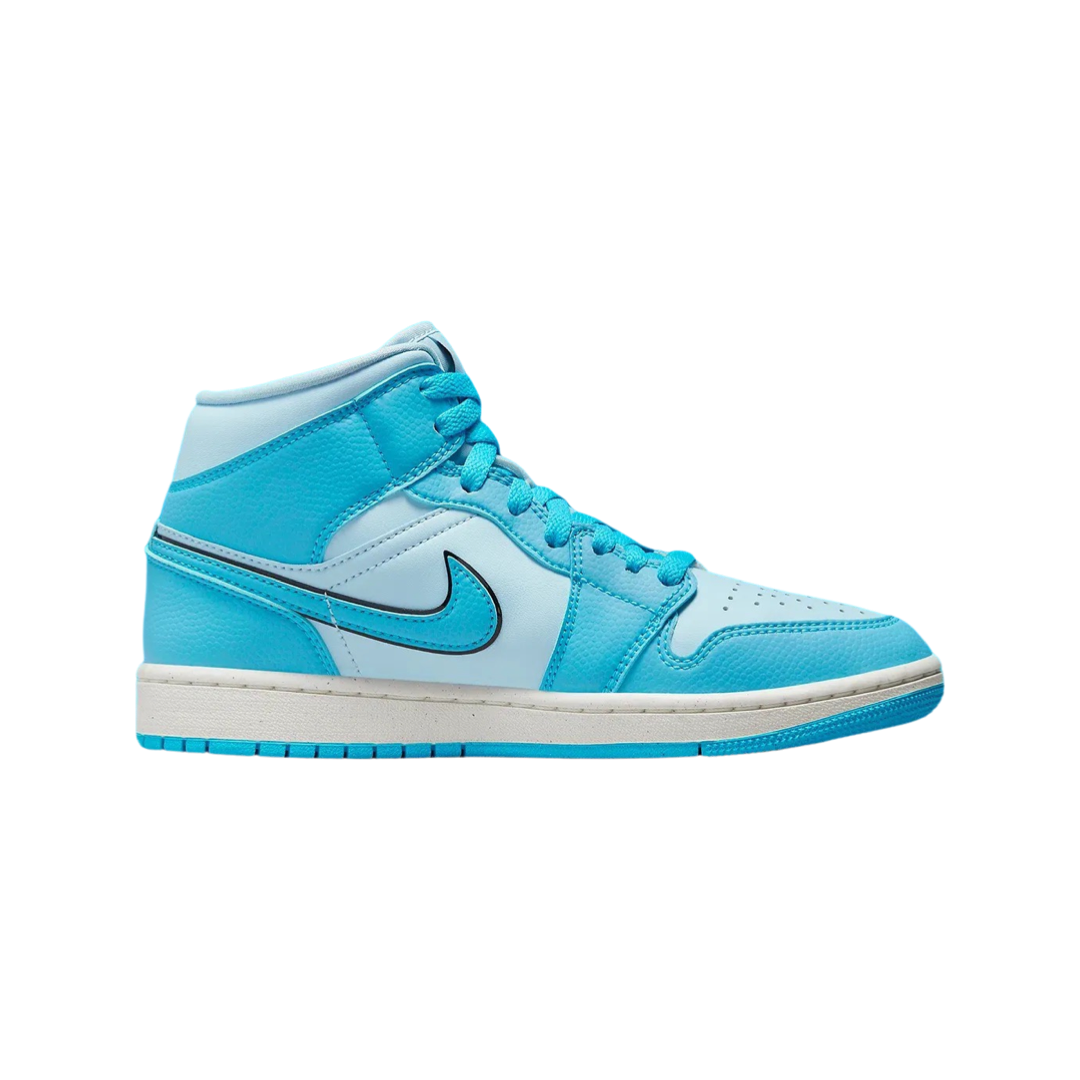 Women's Air Jordan 1 Mid SE Ice Blue Black Sail Dark Powder Blue