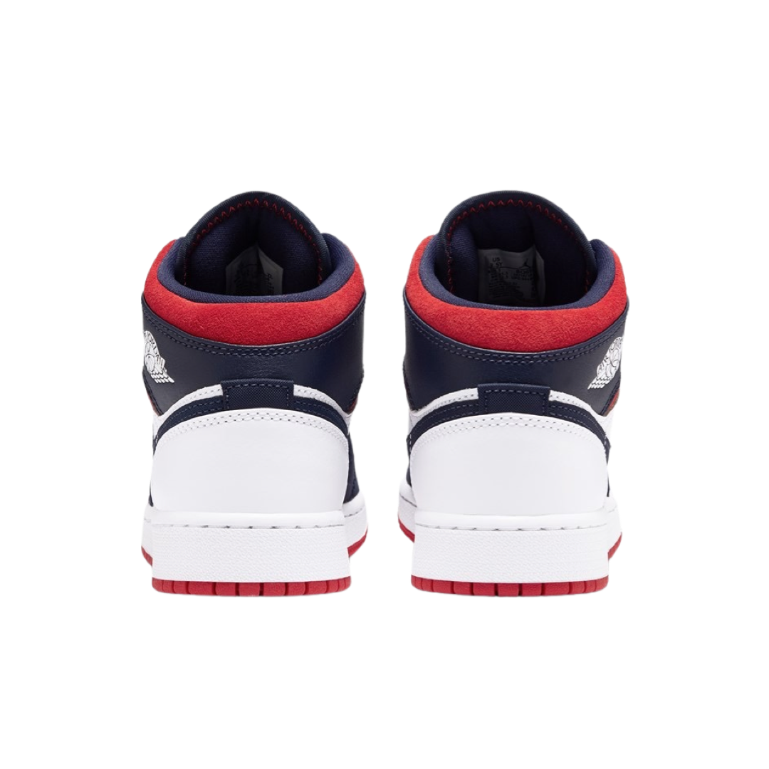 Air Jordan 1 Mid (GS) SE USA White Varsity Red Midnight Navy