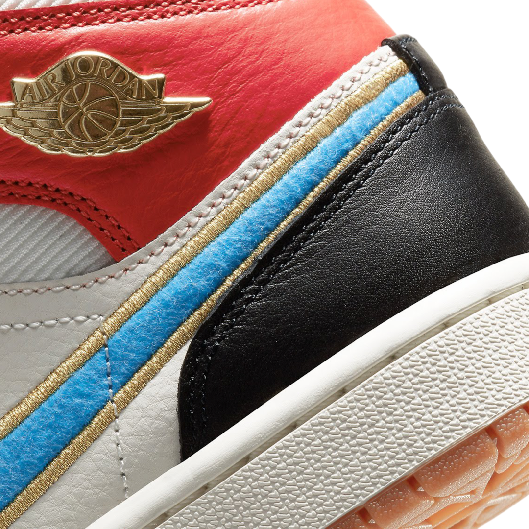 Women's Air Jordan 1 Mid SE Sail Photo Blue Chile Red