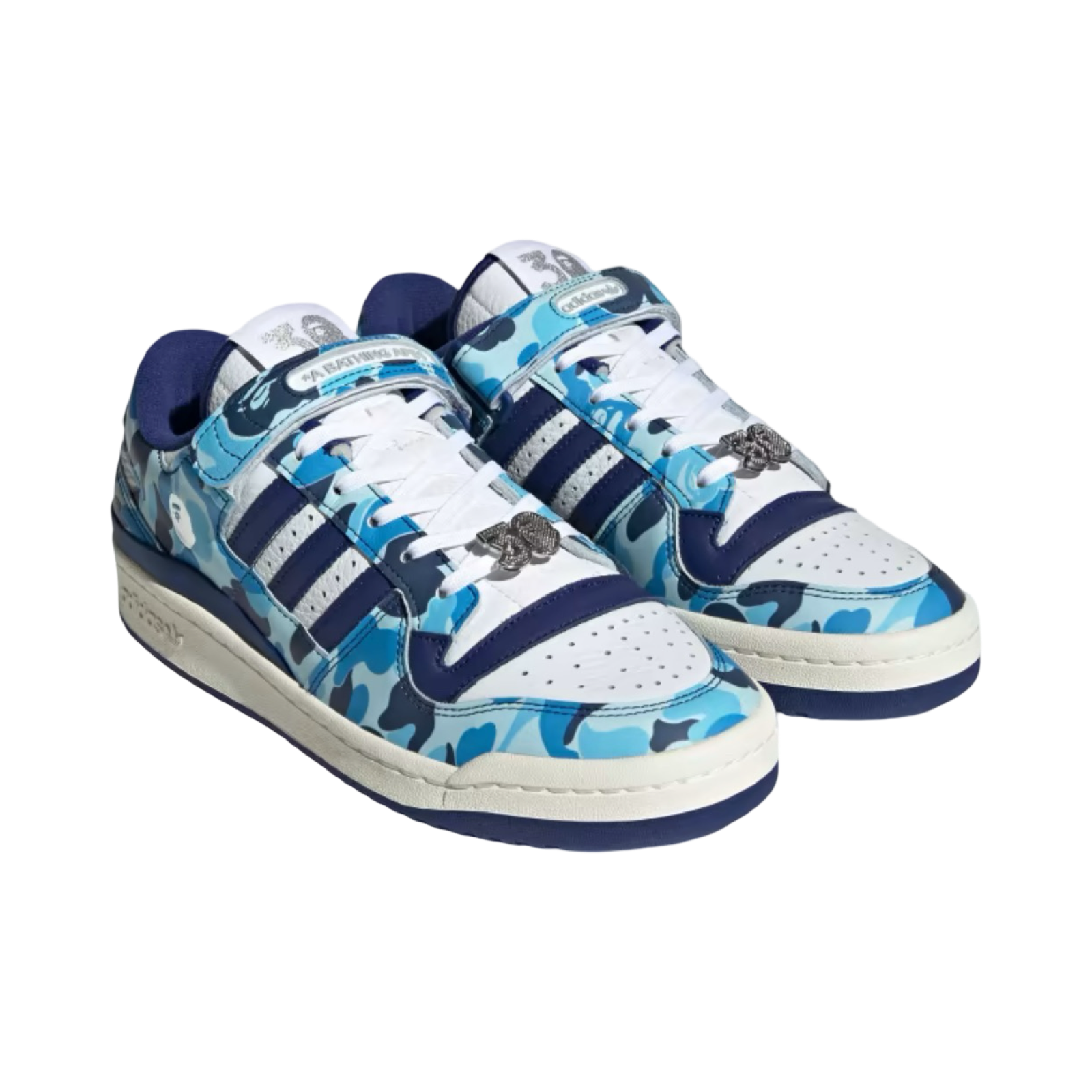 Adidas Forum 84 Low Bape 30th Anniversary Blue Camo Cloud White Core White Metallic Gold