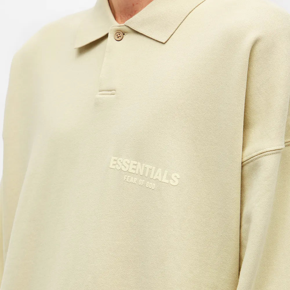 Fear of God Essentials Long Sleeve Polo Sweater Wheat