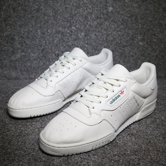 Off Centred view of the Yeezy Powerphase Calabasas Core White at Solemate Sneakers
