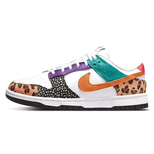 Women's Dunk Low SE Safari Animal Print White Light Curry Washed Teal