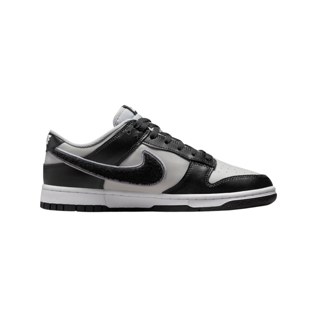 Dunk Low Chenille Swoosh Black Grey White