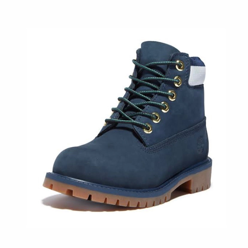 Kids 6 Inch Heritage Work Boots Navy Light Nubuck Black By Timberland