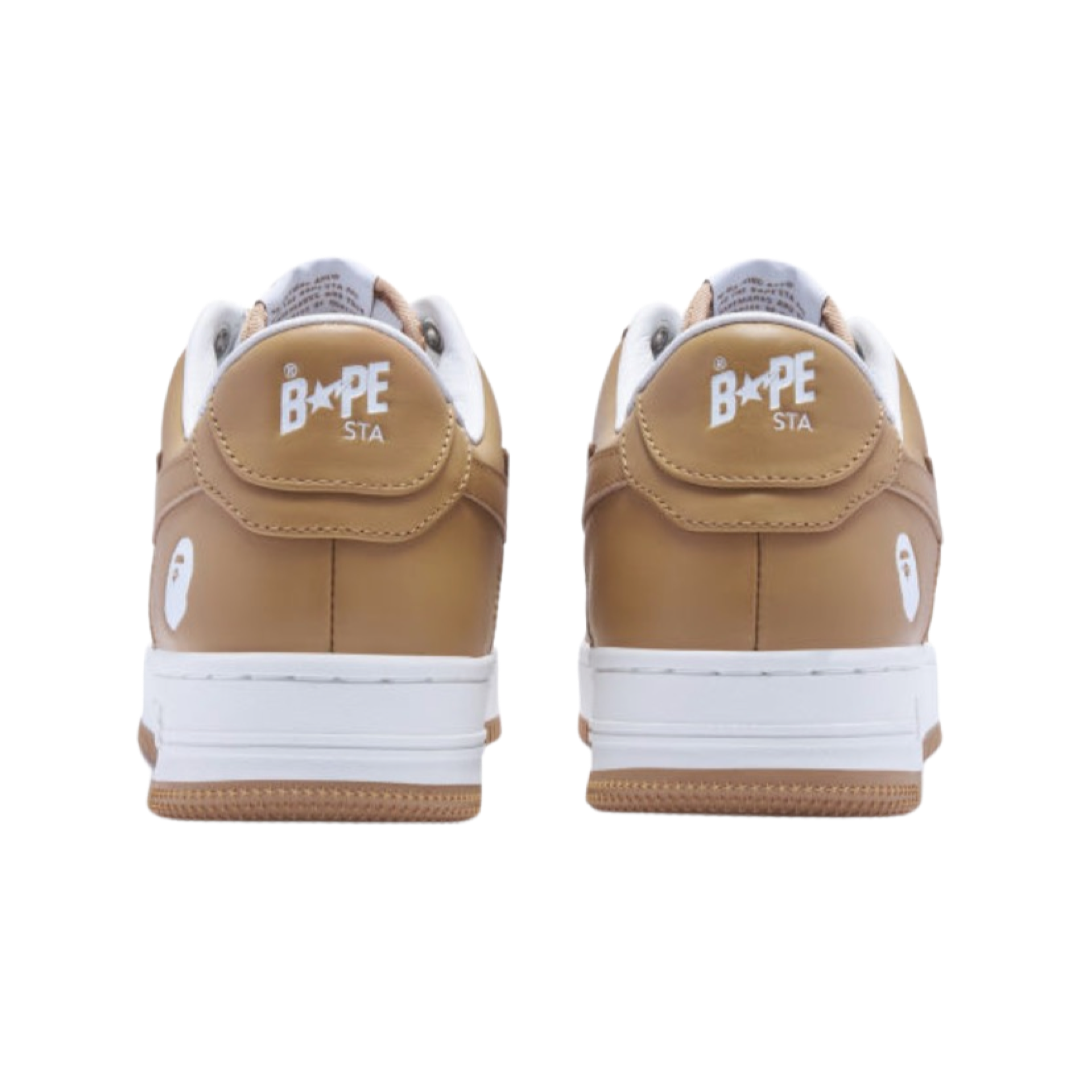 A Bathing Ape Bapesta Low Leather Beige White