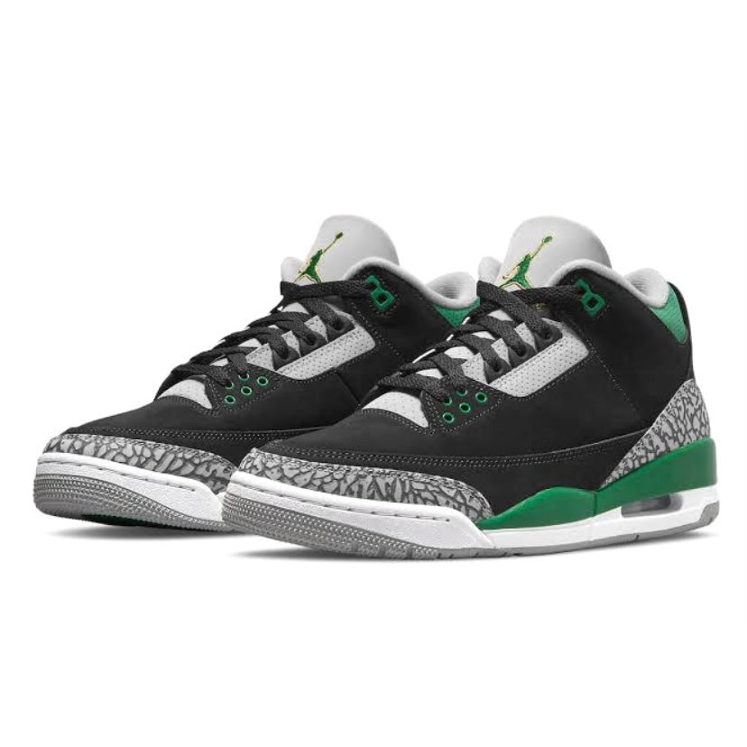Air Jordan 3 Retro Black Pine Green Silver White