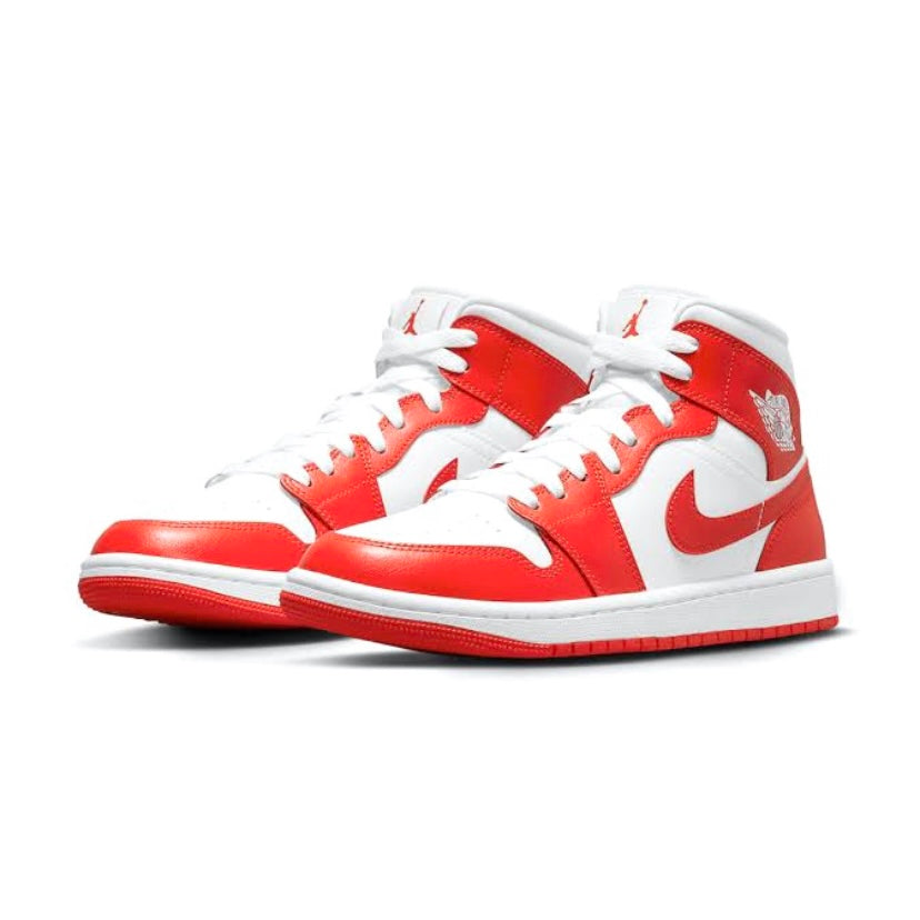 Women's Air Jordan 1 Mid White Habanero Red White