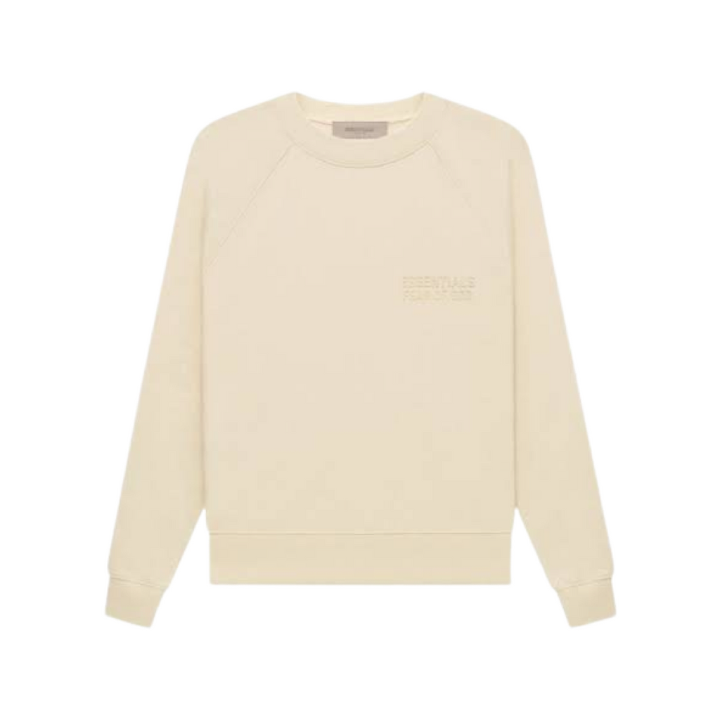 Fear of God Essentials Logo Flocked Crew Neck Sweater Eggshell