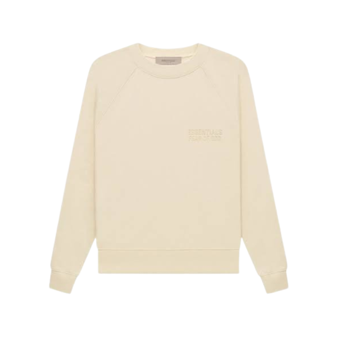 Fear of God Essentials Logo Flocked Crew Neck Sweater Eggshell