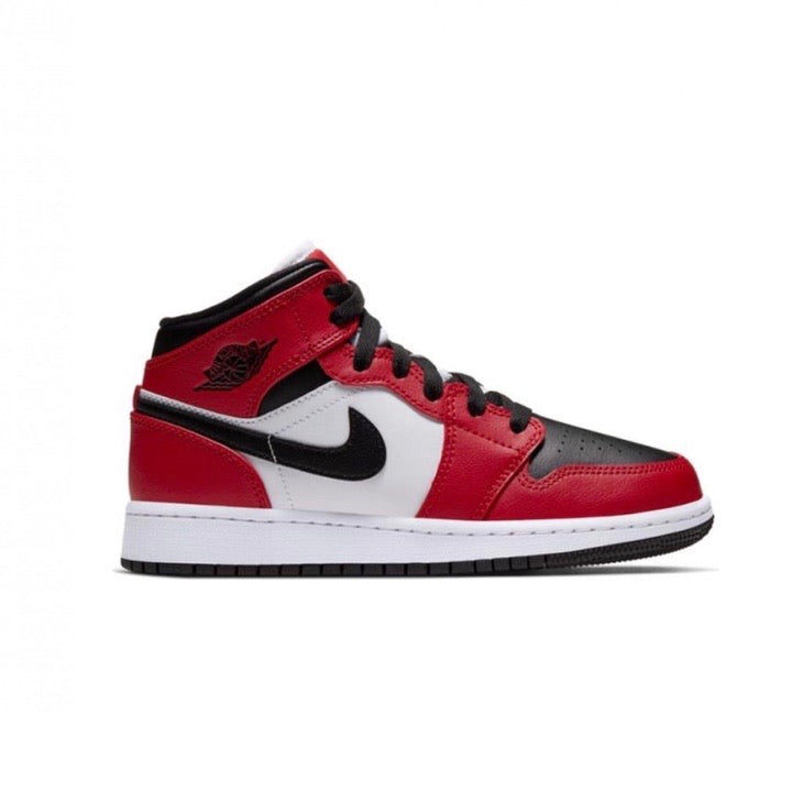 Air Jordan 1 Mid GS Chicago Black Toe Black Gym Red