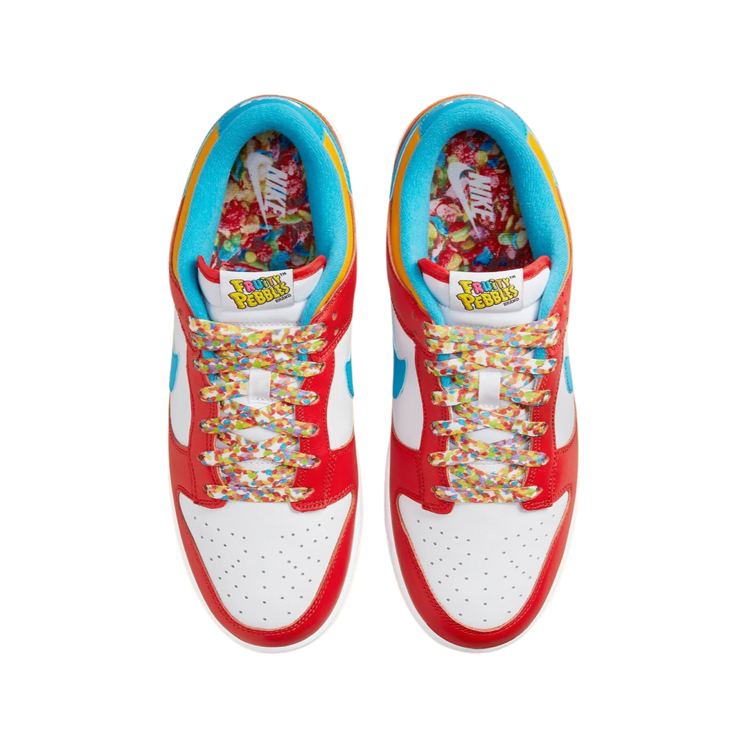 Nike Dunk Low x Lebron James "Fruity Pebbles" Habanero Red Laser Blue White