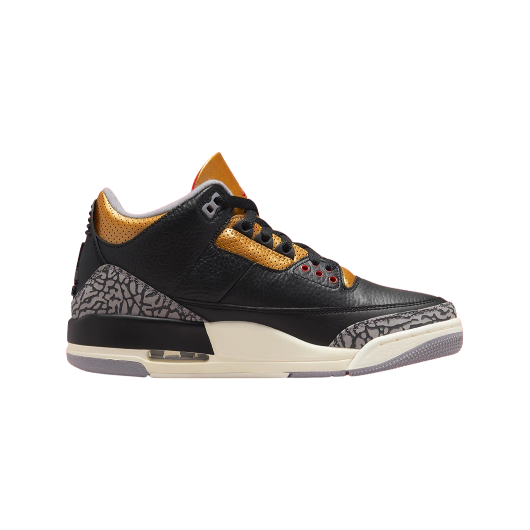 Women's Air Jordan 3 Retro Black Fire Red Metallic Gold