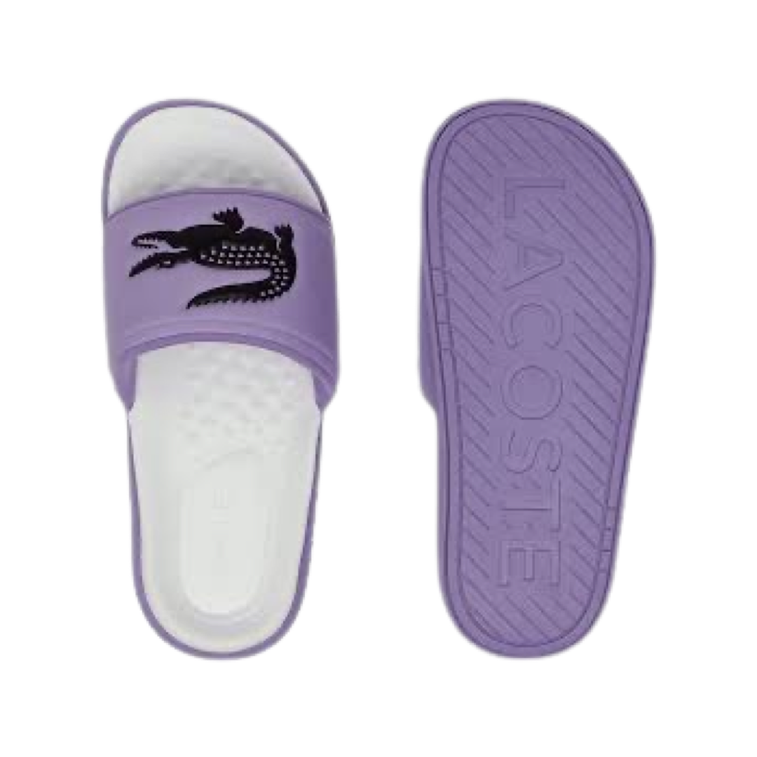 Women's Lacoste Croco Dualiste Slide Lavender Purple Black White