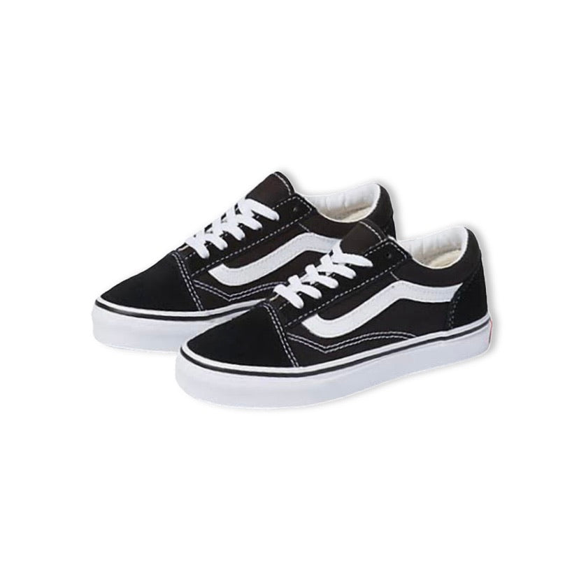 Kids Old Skool Lace Up Black White