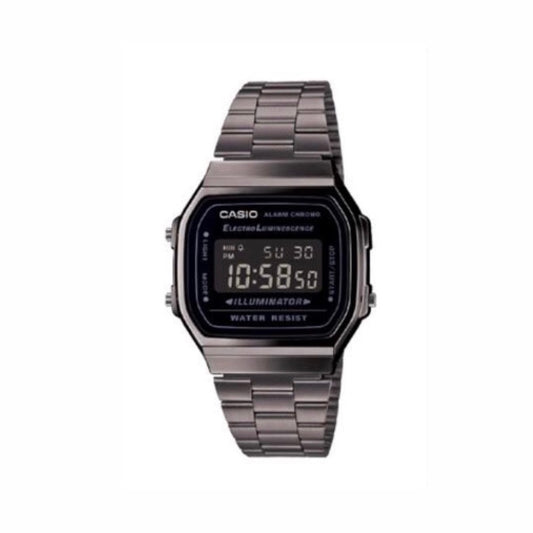 Casio Men's Vintage Silver Gunmetal Black Face