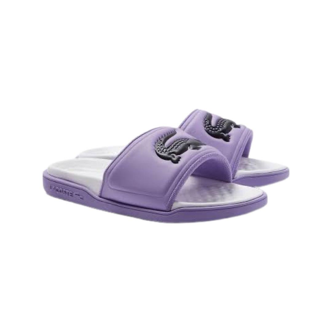 Women's Lacoste Croco Dualiste Slide Lavender Purple Black White