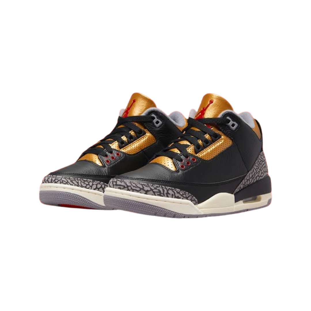 Women's Air Jordan 3 Retro Black Fire Red Metallic Gold