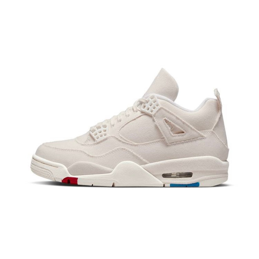 Women's Air Jordan 4 Retro Canvas Sail Sail Cement Grey Fire Red