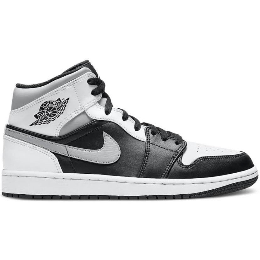 Air Jordan 1 Mid White Shadow Black White Light Smoke Grey