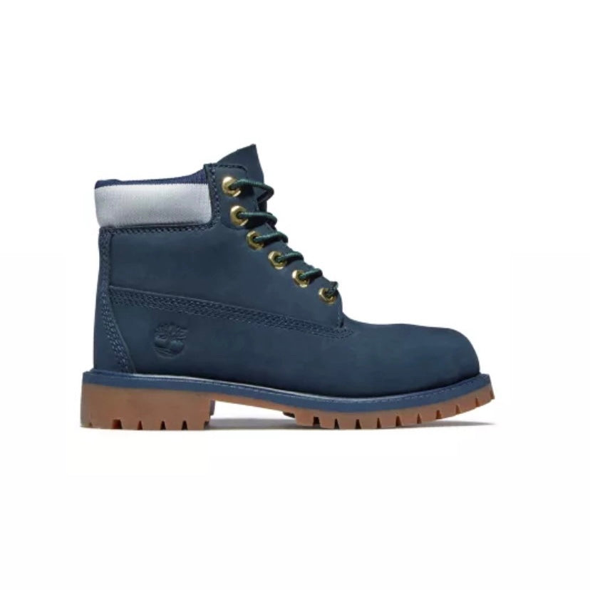 Kids 6 Inch Heritage Work Boots Navy Light Nubuck Black By Timberland