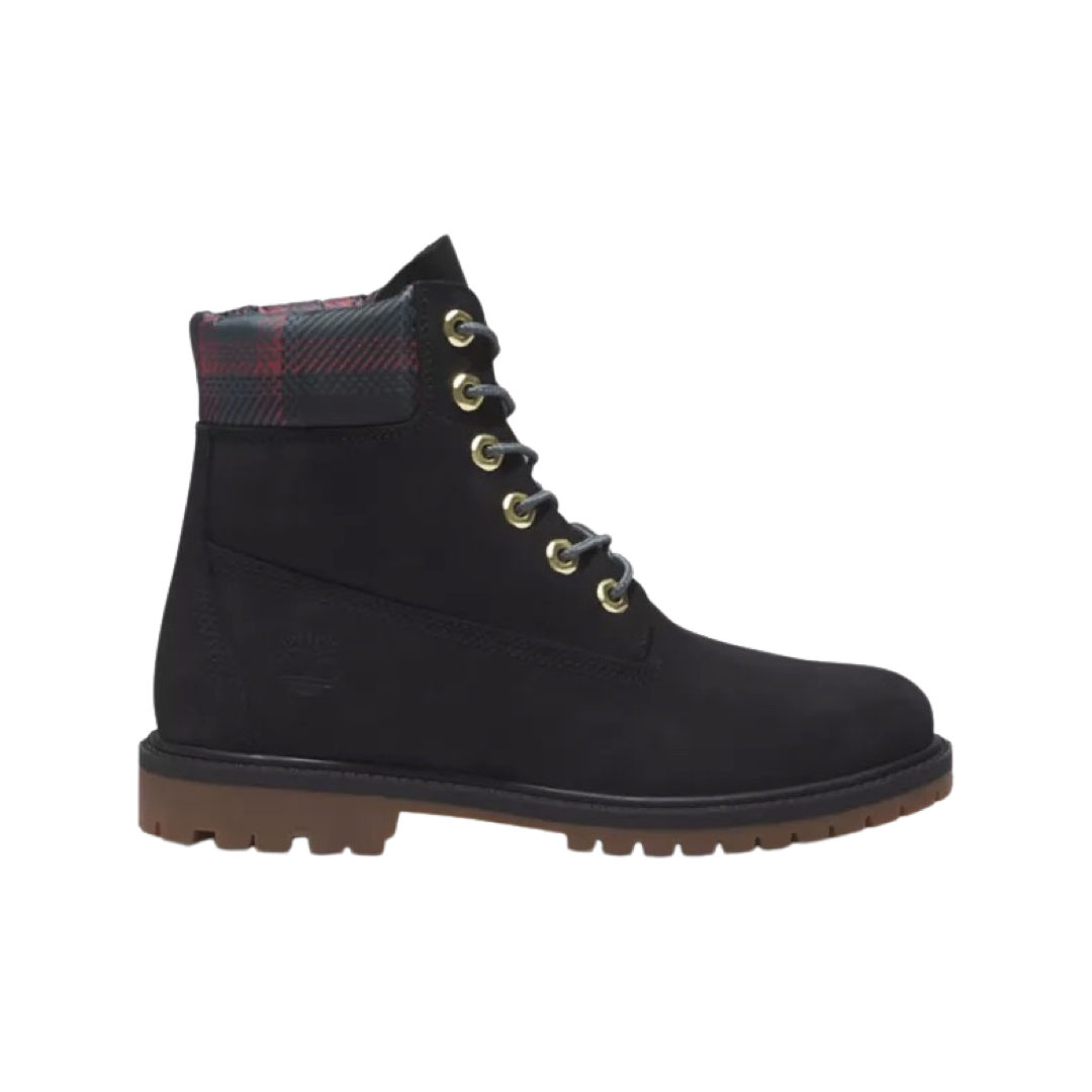 Women's Timberland 6 Inch Premium Heritage Cupsole Black Nubuck Pink Boots