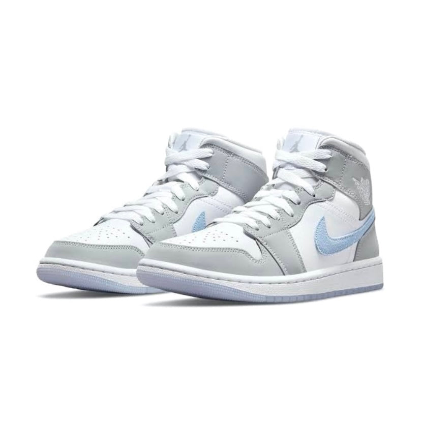 Women's Air Jordan 1 Mid White Aluminum Wolf Grey